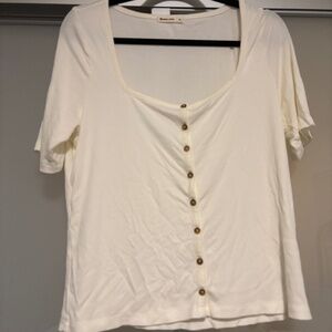 Marine Layer Cream Ribbed Button-Down | Size XL 🤍